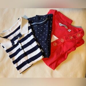 3 Women’s Tops Polo, Stripes, Polka Dots Large